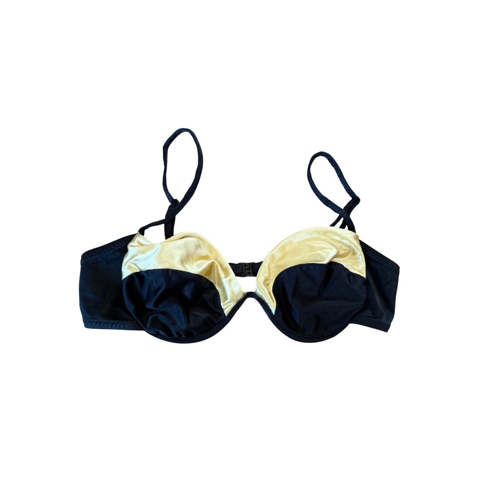 Vintage 80s DeWeese California black and gold bikini‎ top